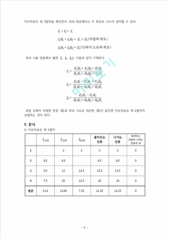 [자연과학][일반물리학 실험] 키르히호프의 법칙.hwp